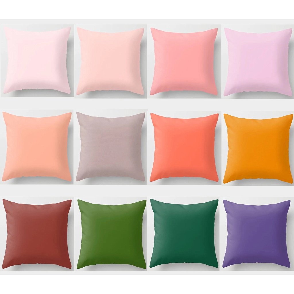 Vỏ gối vuông màu trơn hai mặt 40×40/45×45/50×50/60×60 tùy chọn