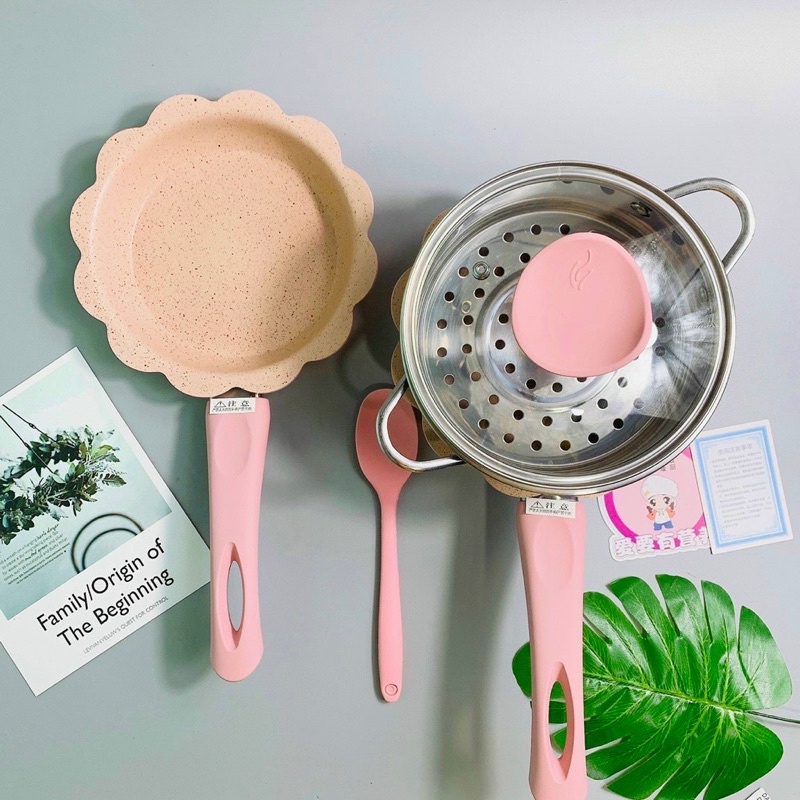 BỘ CHẢO NỒI ĐÁ HOA 16CM LOẠI 1