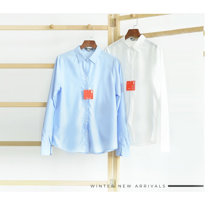 Áo sơ mi nữ dài tay form rộng kiểu sơmi màu trắng xanh đẹp thời trang công sở đi học | BigBuy360 - bigbuy360.vn