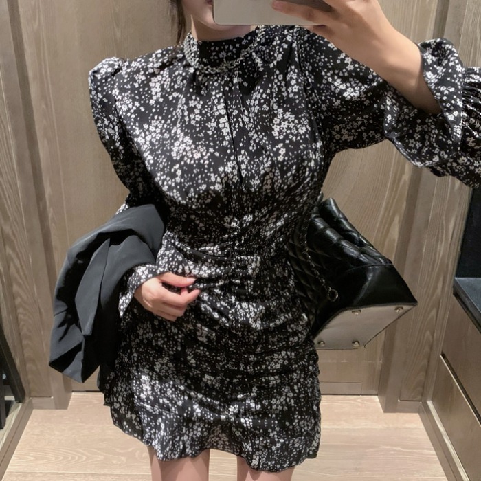 Đầm Hoa Tay Phồng Phong Cách Retro Thời Trang Dành Cho Nữ