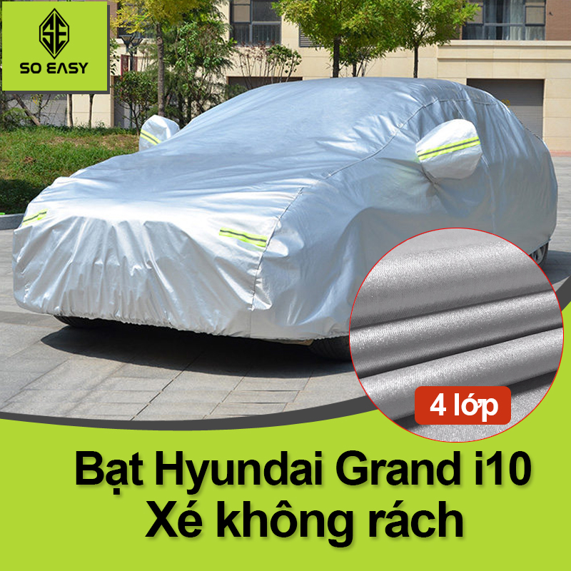 [ HYUNDAI GRAND I10 ] Bạt phủ xe hơi - áo trùm che phủ xe hơibạc 4 chỗ đến 7 chỗ, 2 lớp chống nóng mưa xước sơn-BPX-3M