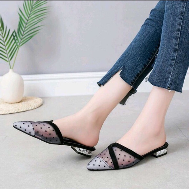 SỤC CHẤM BI MÀU ĐEN MẪU 2019 - GÓT KIM CƯƠNG CAO 1cm