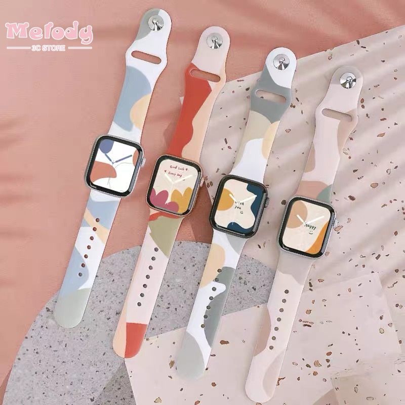 Dây đeo silicone 41mm 45mm 44mm 40mm 38mm 42mm thích hợp cho iWatch Series 7 6 5 7 4 3 2 1 SE