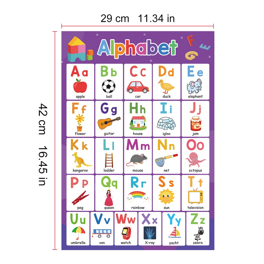 Set 1-20 Tấm Poster Hình Chữ Cái Và Số Hỗ Trợ Dạy Học Cho Bé