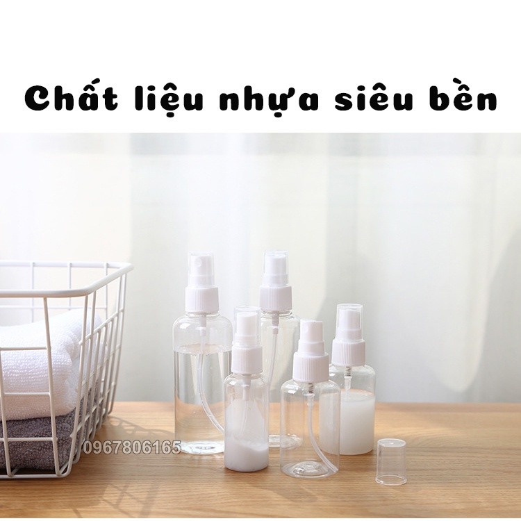 Chai Nhựa Chiết Mỹ Phẩm Trong Suốt Xịt Nhỏ Giọt Đủ Size 30-100ml