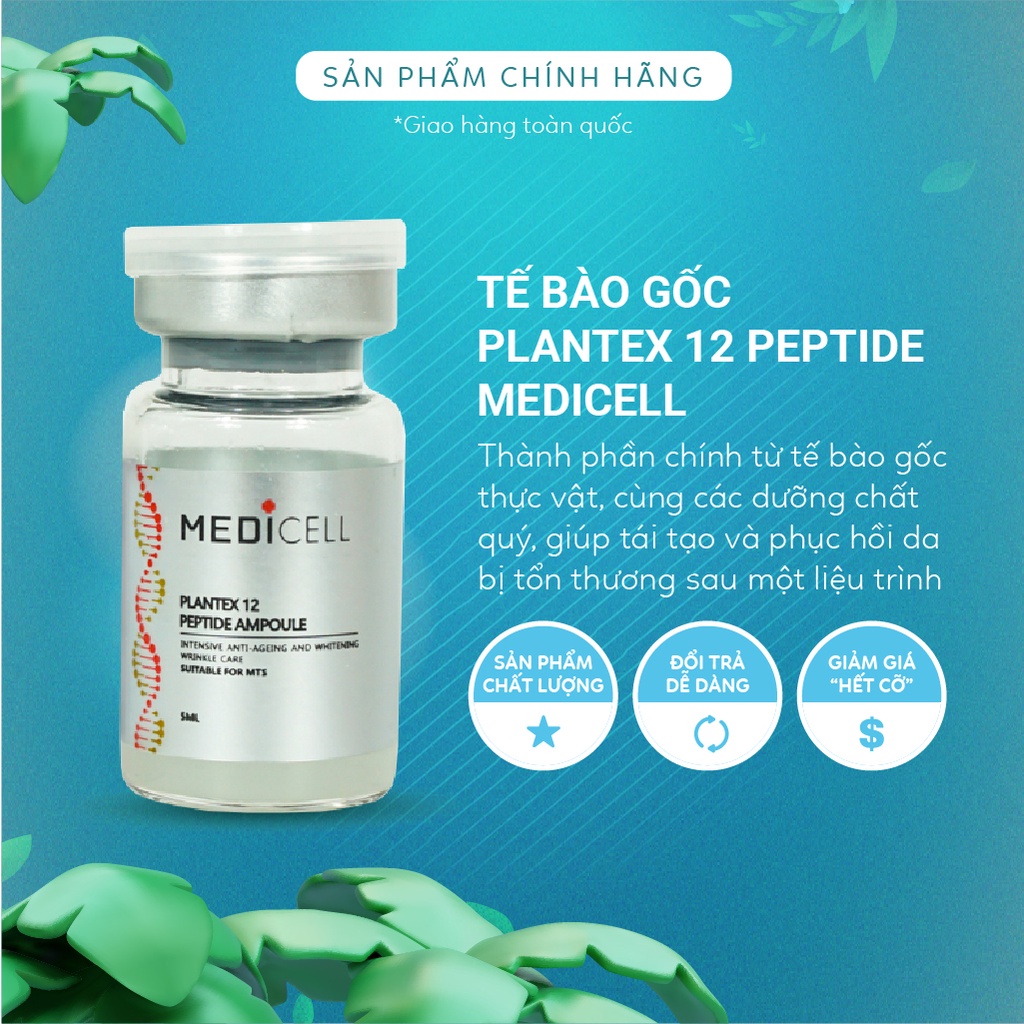 Tinh Chất Lăn Kim, Serum Tế Bào Gốc Medicell Plantex 12 Peptitde, Giảm Sẹo Giảm Nám Tái Tạo Da - Lọ 5ml