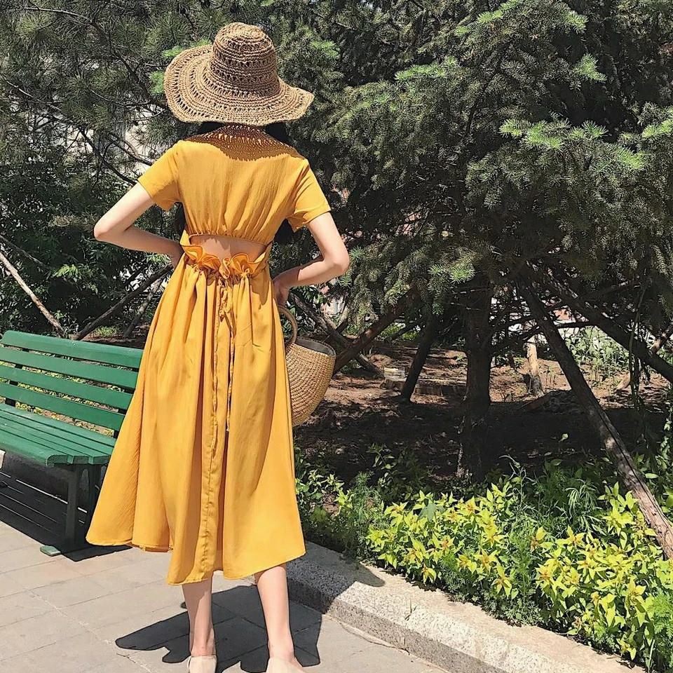 ORDER - Váy chiffon cut-out chun lưng - Quảng Châu