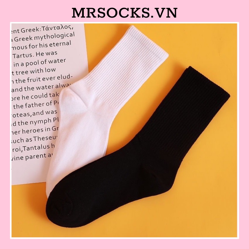 Vớ Tất Trơn Cao Hàn Quốc Tất Dài Trơn Chất Liệu Cotton Kháng Khuẩn Freesize Nam Nữ 36-42 VC069 MRSOCKS