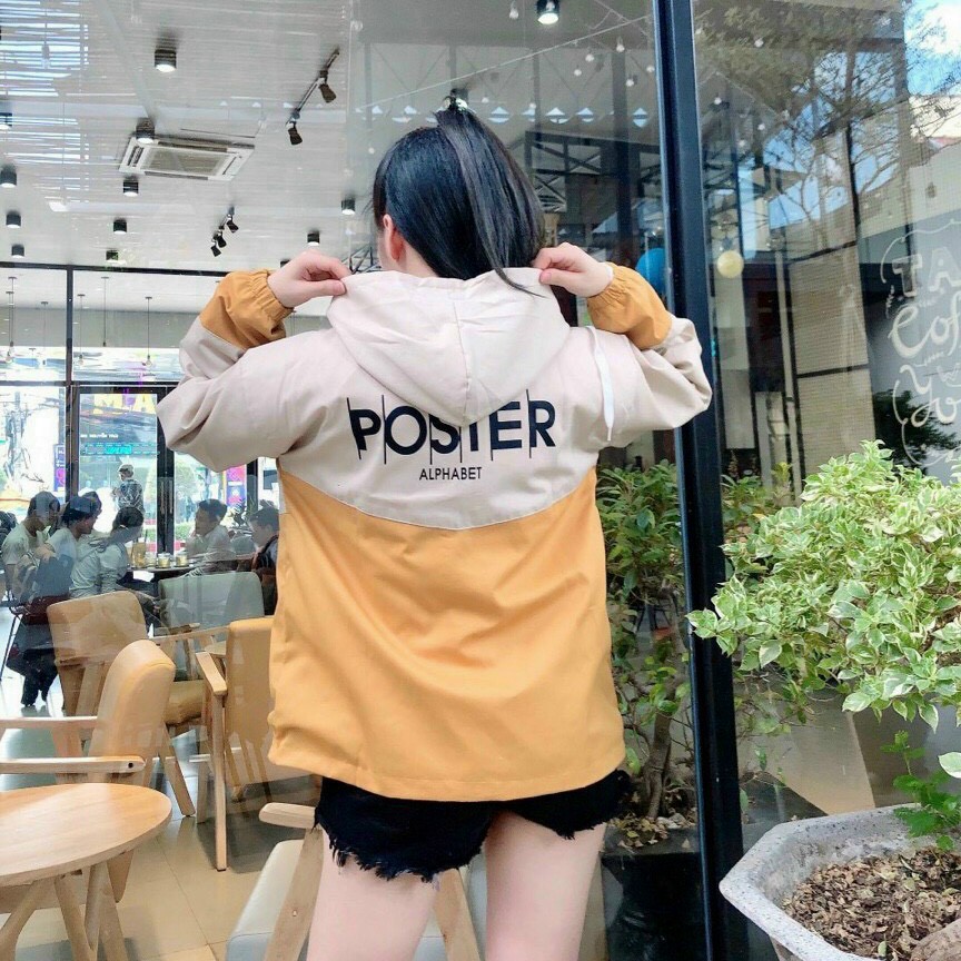 [Ảnh Thật] Áo Khoác Kaki Hộp Nữ In Chữ POSTER Free Size 70kg AK157 TD Fashion