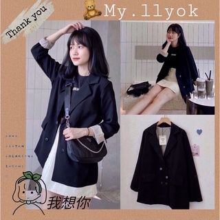 Áo Blazer nữ tay dài phong cách Hàn Quốc - Áo blazer 2 lớp có túi