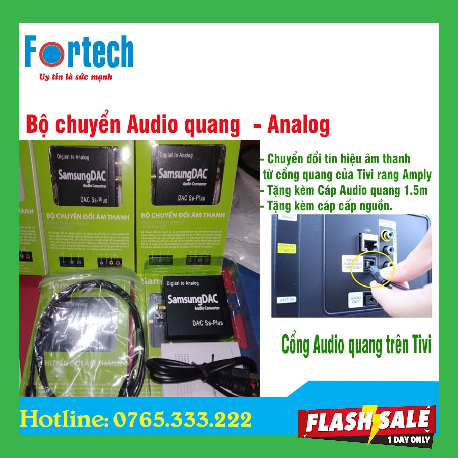 Bộ Chuyển Âm Thanh TV Cổng Quang Optical Sang Audio AV (RCA) Kèm Dây Quang 1m DAC PA88