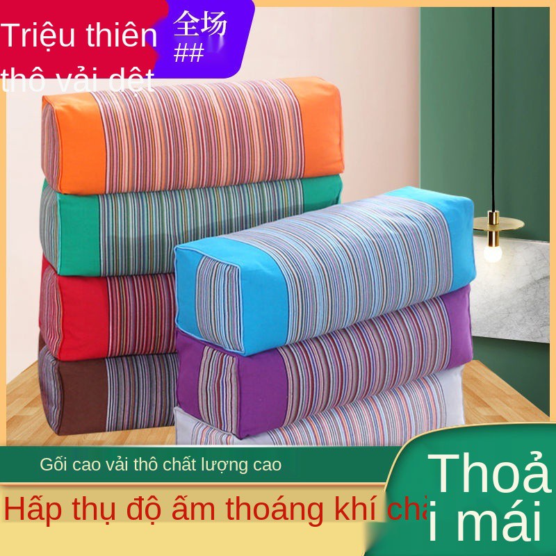 32 dòng Kiều mạch vải thô cũ cotton nguyên chất gối kê cổ cao người già lớn tăng chiều lõi nở to