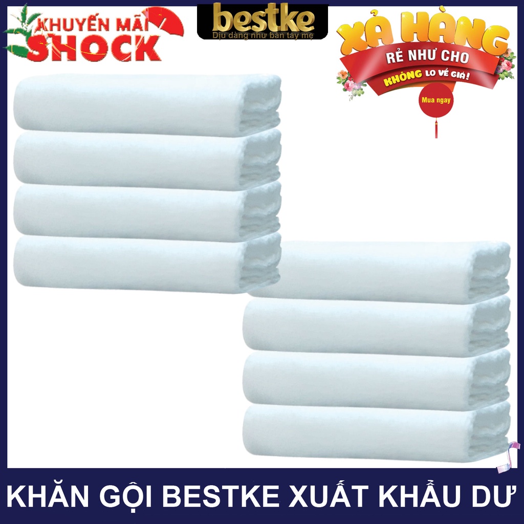 Combo 8 Khăn gội bestke 100% cotton mềm mại và thấm hút white color, Cotton towels, towels manufactu