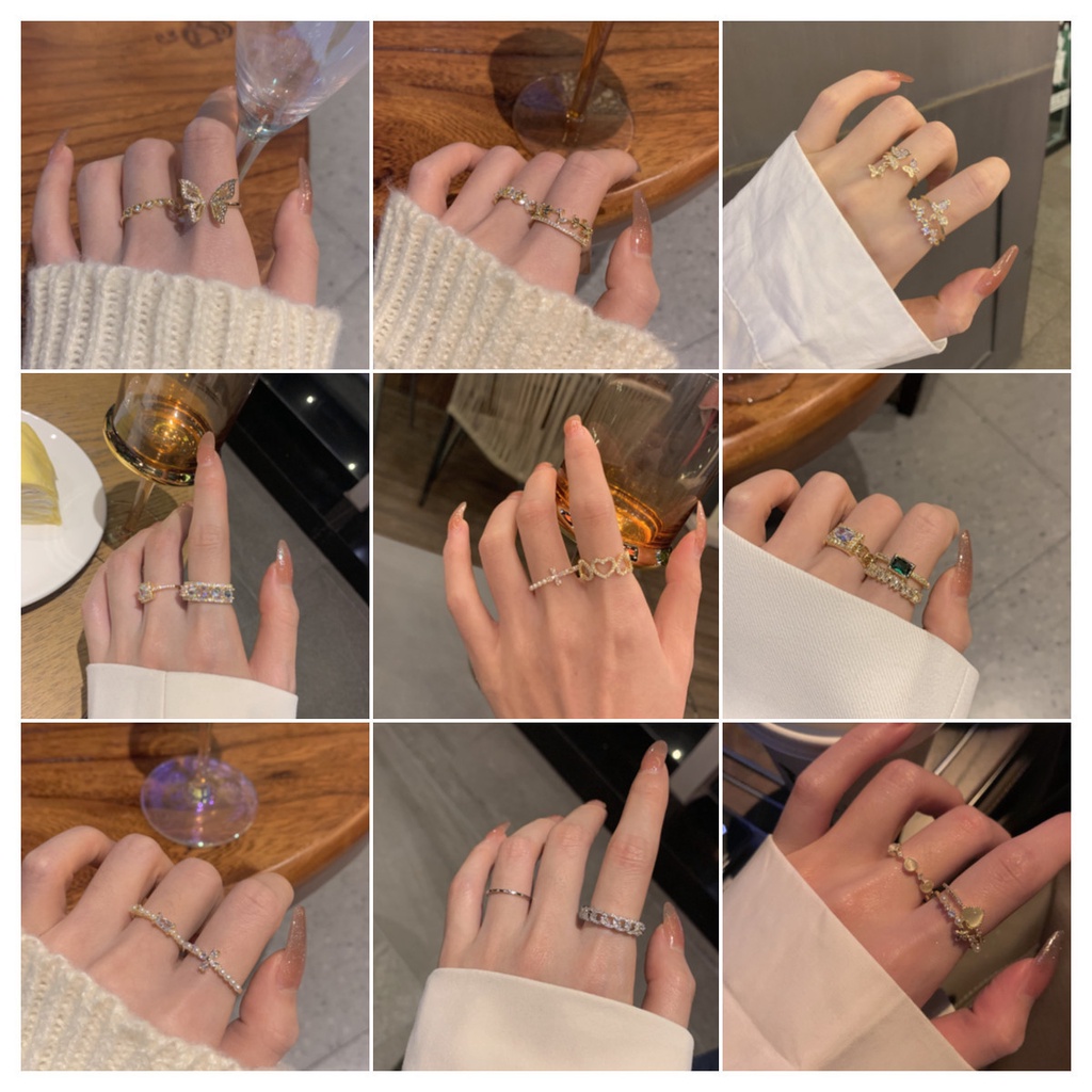 Nhẫn Hở Đính Ngọc Trai Zircon Đơn Giản Thời Trang