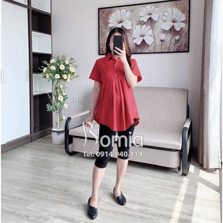 Áo bầu dáng sơ mi 1 màu