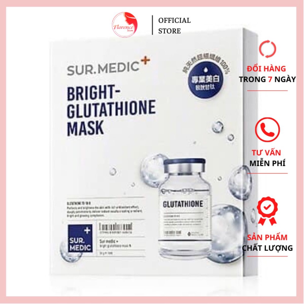 MẶT NẠ Dưỡng Trắng Da Chuyên Sâu Sur.Medic+ Bright Glutathione Mask 30g CHUẨN HÀN