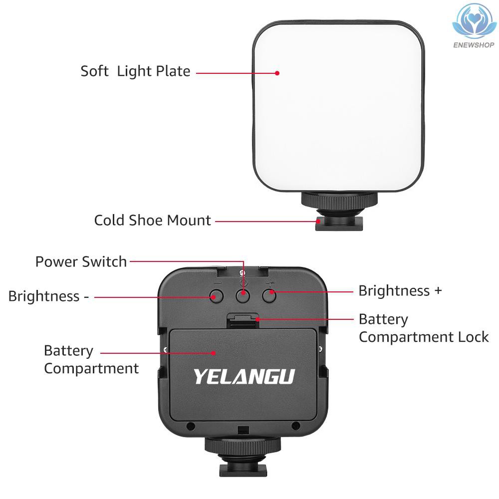 Đèn LED mini YELANGU LED01 hỗ trợ quay video điều chỉnh độ sáng được 6500K kèm ngàm đỡ cho máy ảnh DSLR