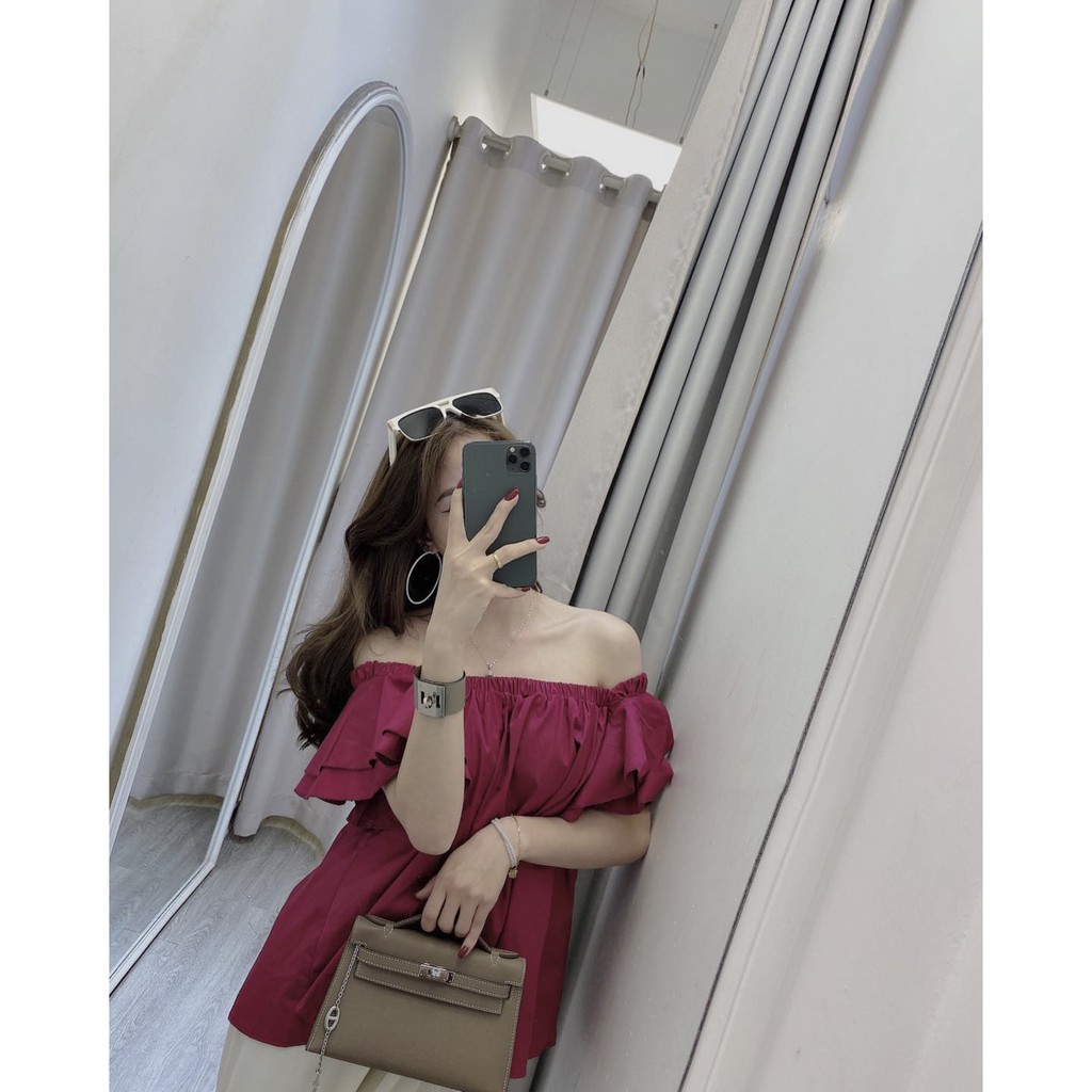 Set Áo Trễ Vai Hồng Cánh Sen Mix Quần Suông | BigBuy360 - bigbuy360.vn