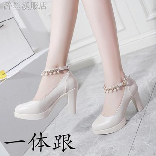 ✜Giày Cao Gót Mũi Tròn Đế Dày Chống Thấm Nước Phong Cách lolita Pháp 2020 Cho Nữ Sinh