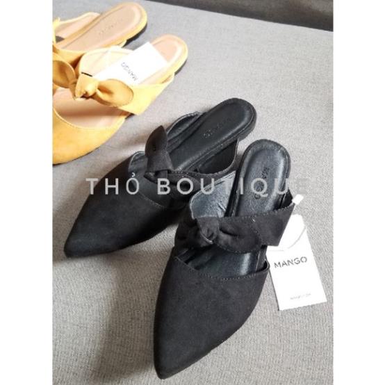 Dép bệt MANGO xuất xịn da lộn nơ đỏ, vàng, be, đen size 37 GHN