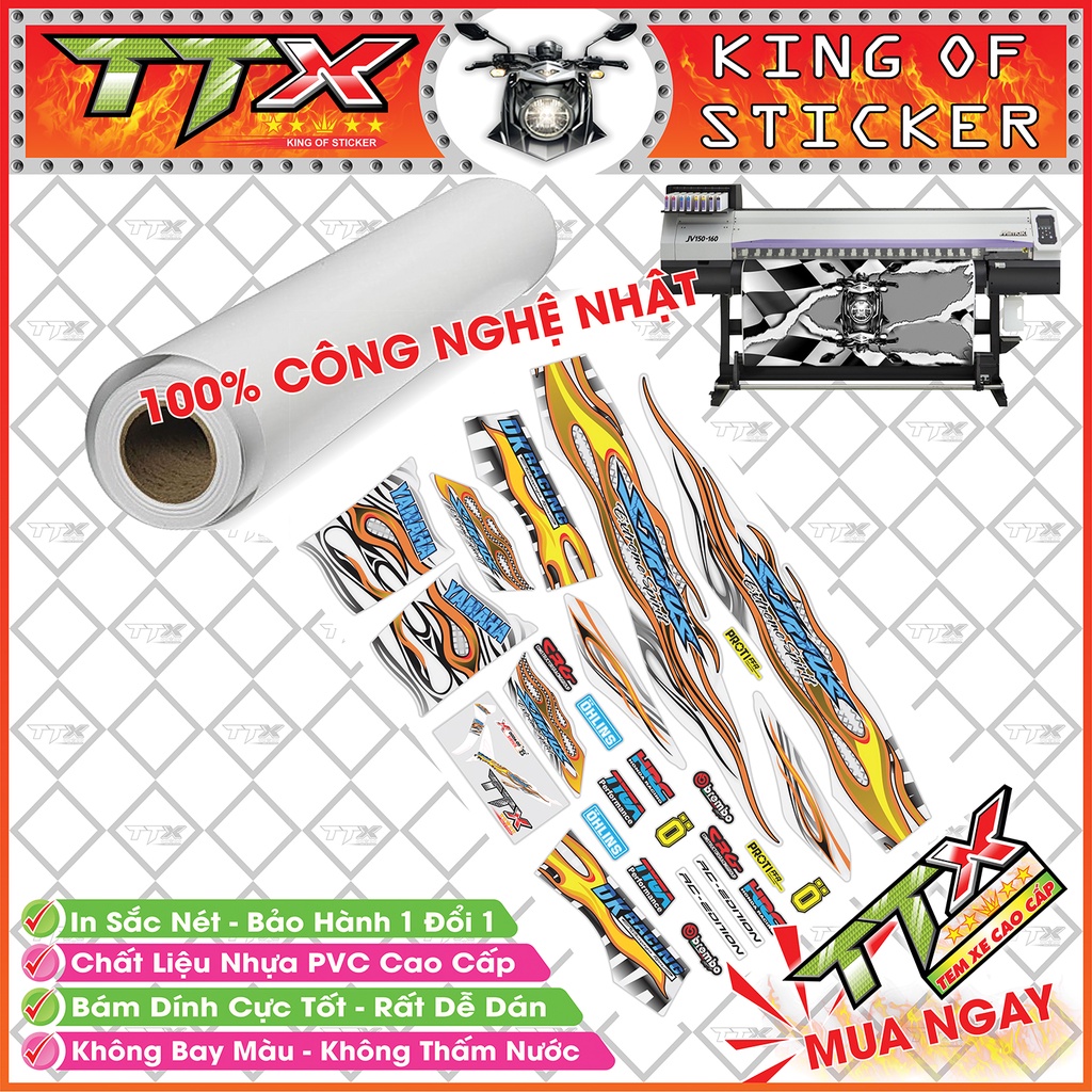 Tem Xe Sirius Trắng Xám Bạc Cam Lửa - Tem Sirius Cam Trắng Xám Siêu Đẹp - Mẫu Team Sirius Trắng Xám Bạc Cam