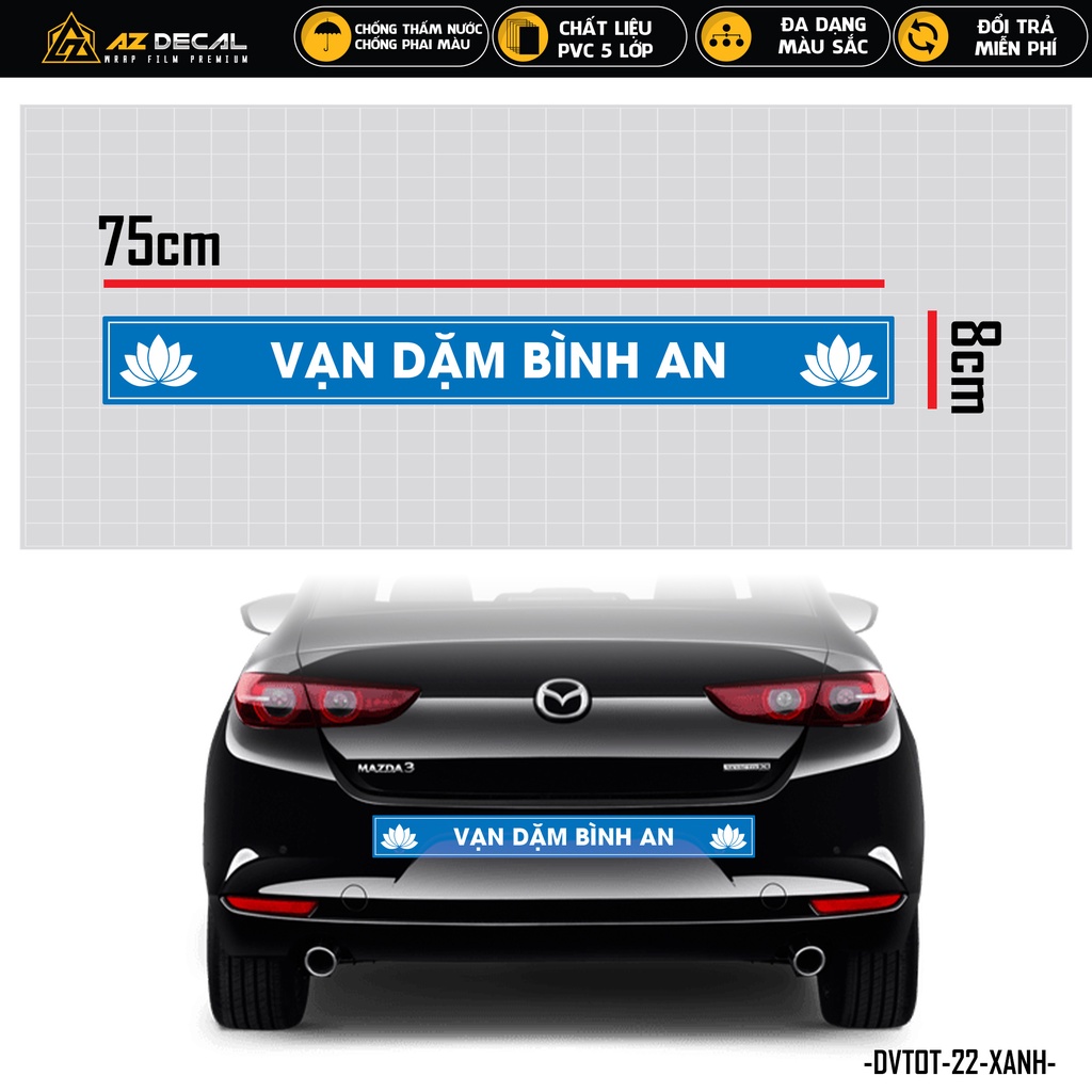 Tem Dán Xe Ô Tô Tải Mẫu Vạn Dặm Bình An | DVTOT-22 | Decal Team Dán Sườn Kính Lái Cản Sau Oto Xe Hơi