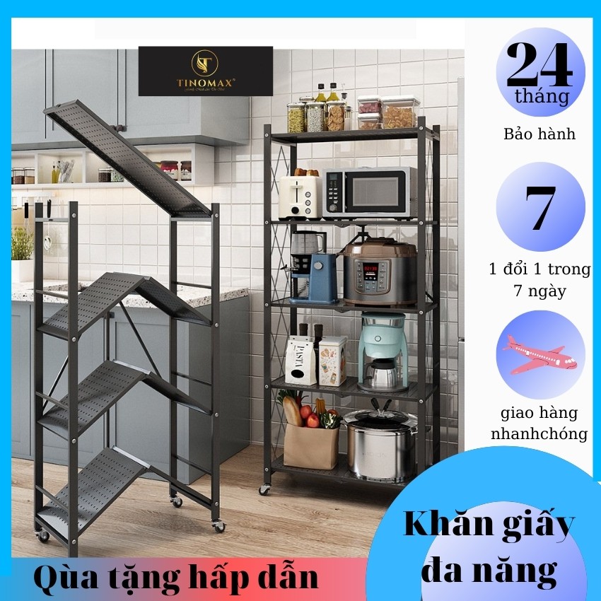 (mua 1 tặng 1)Kệ sắt đa năng 4 tầng tinomax có bánh xe có thể gấp gọn, 1 đổi 1 trong 7 ngày