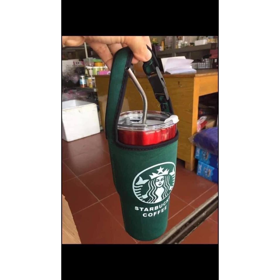 Cốc Giữ Nhiệt Thái Lan 900ml Chống Trào Tiện Lợi + Full Bộ Phụ Kiện Ống Hút Tái Sử Dụng Và Túi Đựng