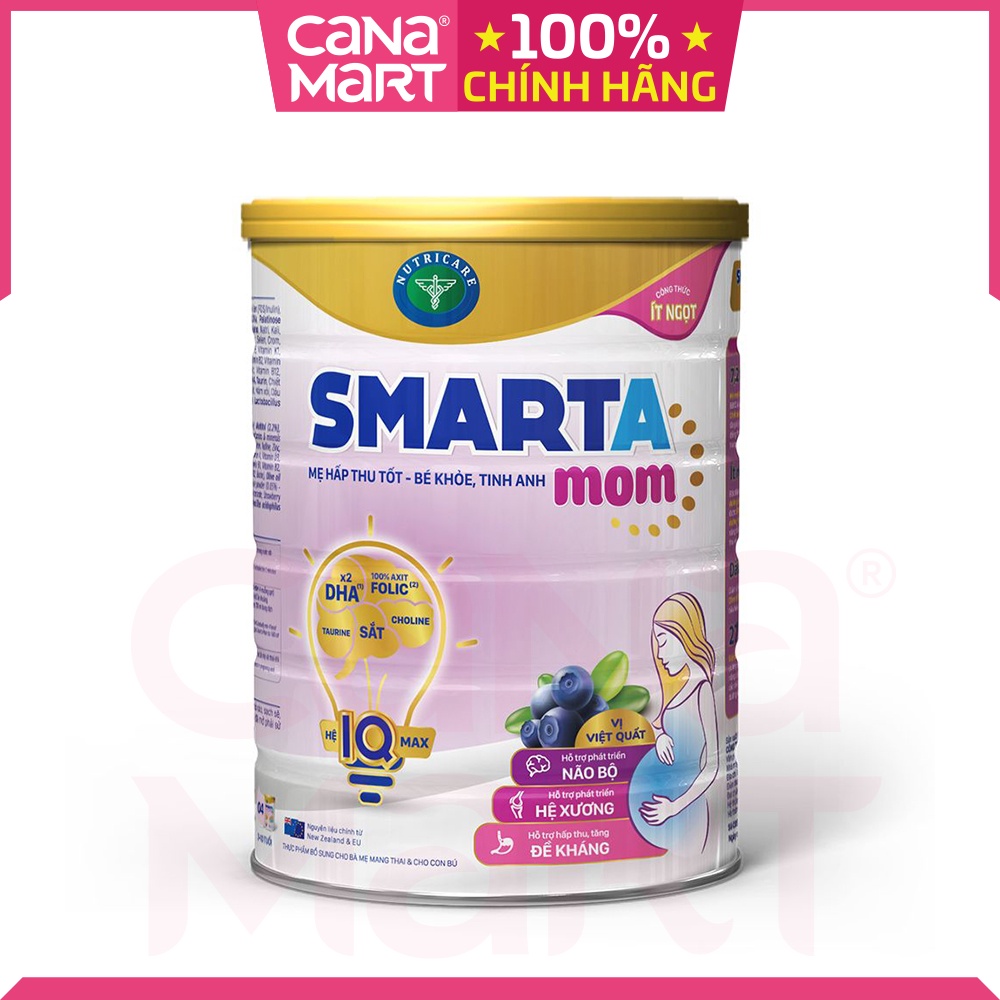 Sữa bột cho mẹ bầu,cho con bú Nutricare Smarta Mom việt quất,giảm tình trạng táo bón, tiểu đường thai kỳ (400gr)