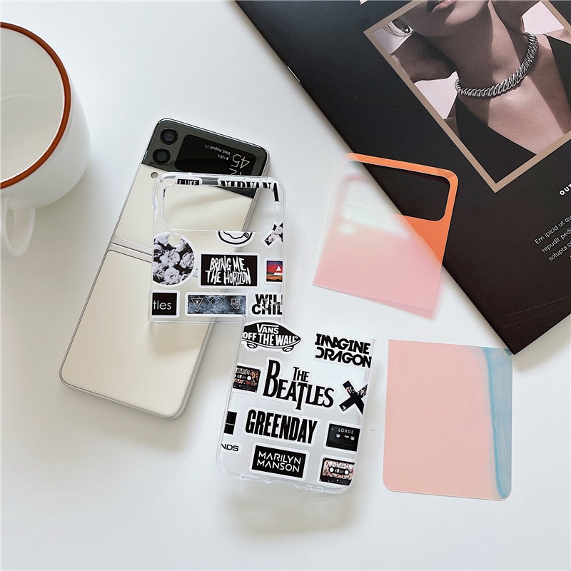 Ốp Điện Thoại PC Cứng Chống Sốc Màu Laser Thời Trang Cho Samsung Galaxy Z Flip 3 Z Flip 4 Flip 1 2