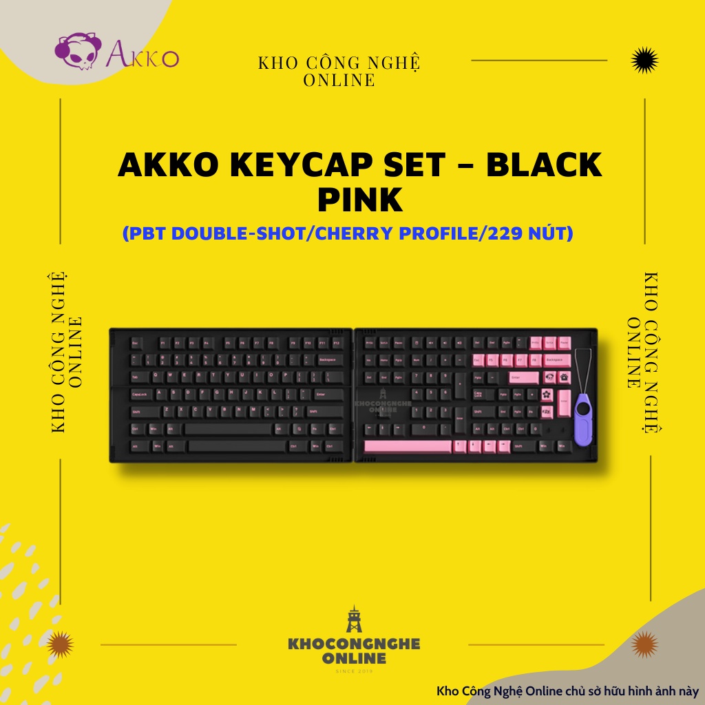 AKKO Keycap set – Black Pink (PBT Double-Shot/Cherry profile/229 nút)