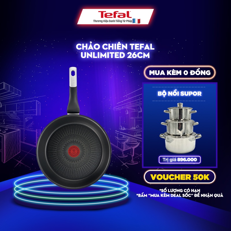 [Mã LIFEHL25 giảm 10% đơn 350K] Chảo chiên Tefal Unlimited 26cm