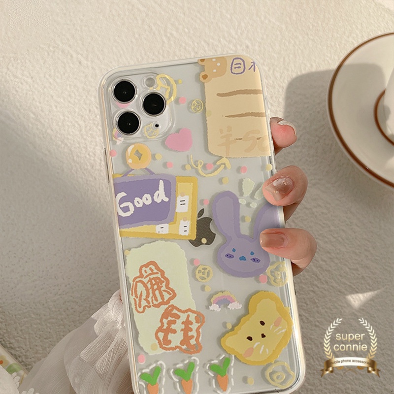 Ốp điện thoại TPU mềm trong suốt họa tiết graffiti hoạt hình iPhone 11 6 6s 7 8 Plus SE2020 XS XR X XSMax 11 12 pro Max