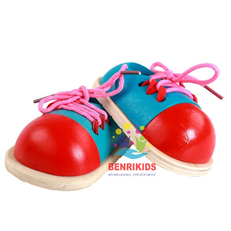 Đồ Chơi Tập Buộc Dây Giày Bằng Gỗ Cho Bé Phát Triển Kỹ Năng Sống
