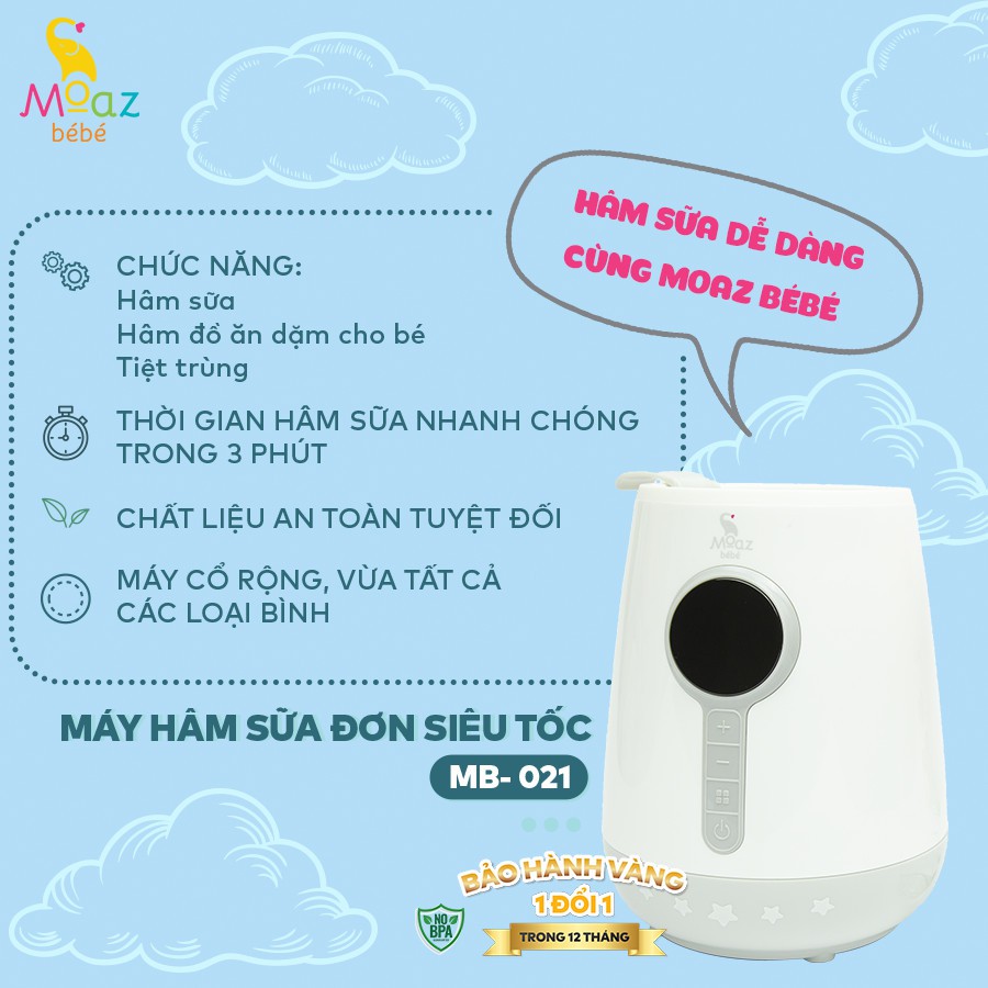 MÁY HÂM SỮA SIÊU TỐC ĐA NĂNG MOAZ BEBE MB021