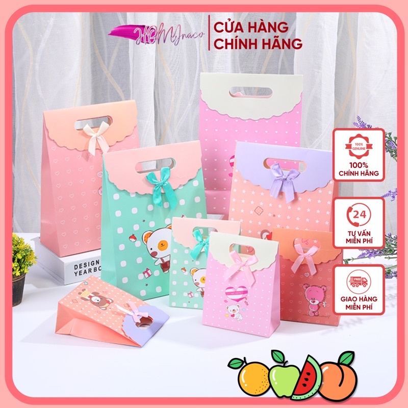 🛍 Túi giấy có nắp đựng quà tặng - Gói quà bằng túi giấy đựng quần áo, son phấn, lưu niệm (Nhiều size)