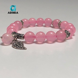 Vòng Tay Phong Thủy Màu Hồng ADODA Dành Cho Nữ Mệnh Hỏa Và Thổ, Size 10mm/10li