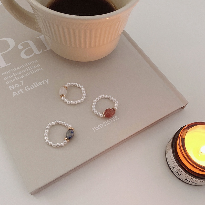 Nhẫn ngọc trai resin phong cách Hàn Quốc ins thời trang cho nữ