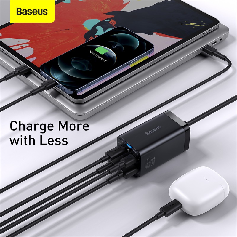 Củ sạc để bàn Baseus 65W GaN3 Pro 1AC+2U+2C 65W  Type-C cho máy tính,macbook, ip12,13