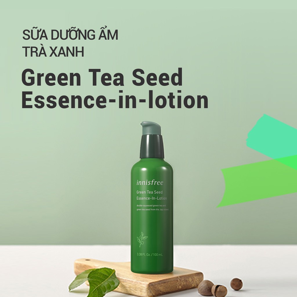 [Mã COSIF03 giảm 10% đơn 400K] Sữa dưỡng ẩm kết hợp tinh chất trà xanh innisfree Green Tea Seed Essence In Lotion 100ml