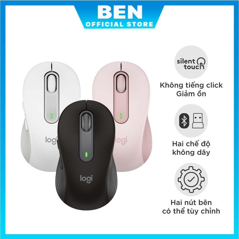 Chuột không dây bluetooth Logitech Signature M650 - Cuộn SmartWheel, giảm ồn, các nút có thể tùy chỉnh