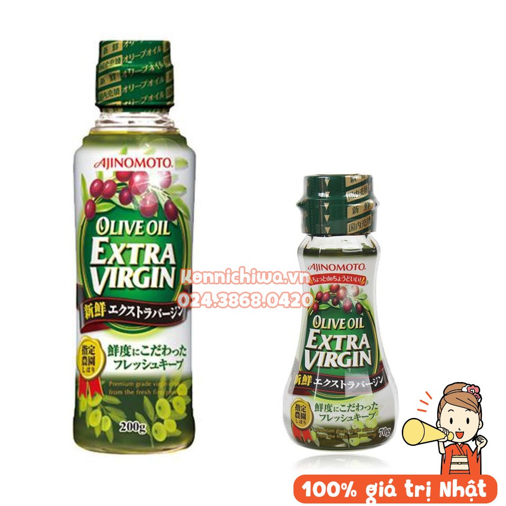 Dầu Olive Extra Virgin AJINOMOTO 200g nguyên chất - gia vị bổ sung bữa ăn dặm cho bé Nhật Bản