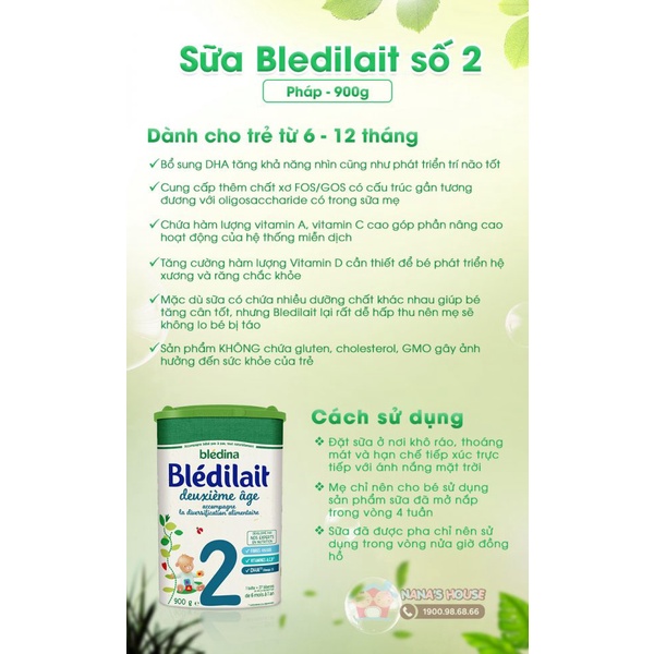 Sữa bột Bledilait Pháp số 1, 2, 3 900g [Date 2023]