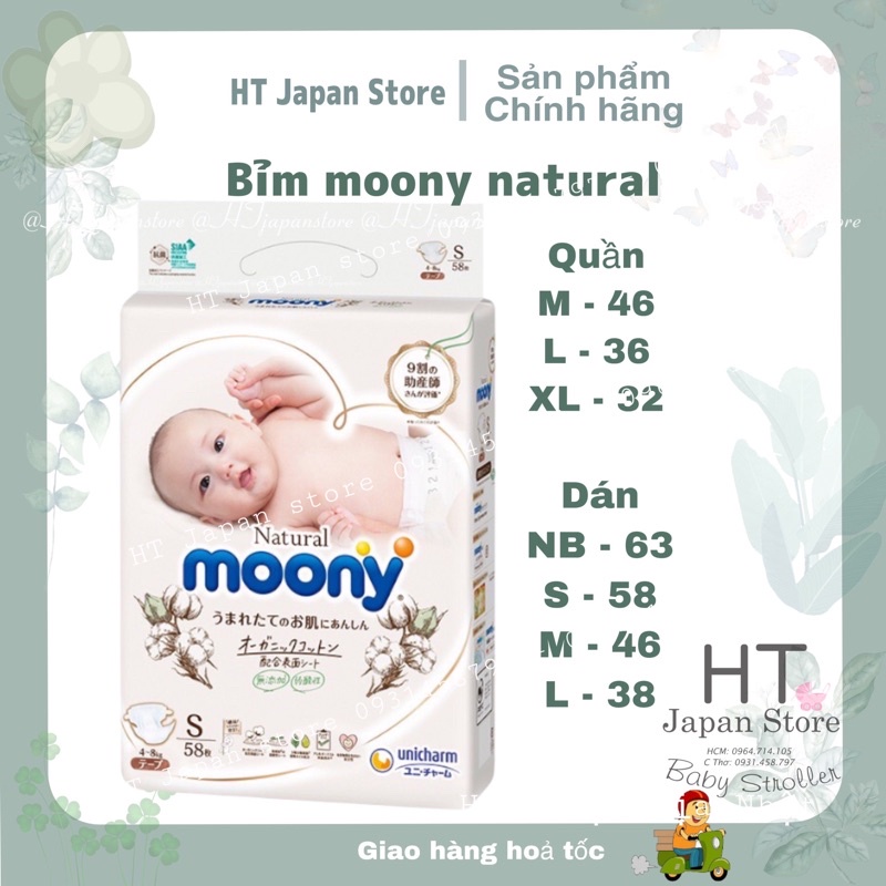 BỈM DÁN/QUẦN MOONY NATURAL NỘI ĐỊA CÁC SIZE Nb90/S84/M64/M58/L54/L44/XL38/XXL26