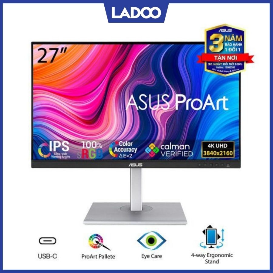 Màn hình máy tính Asus ProArt PA279CV/ 27inch 4K IPS/ USB-C - Bảo hành 36 tháng chính hãng