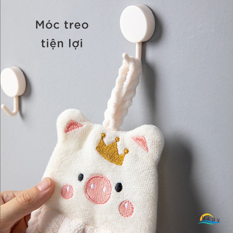 Khăn lau tay nhà bếp dễ thương có móc treo cao cấp cotton siêu mềm mại an toàn với da tay siêu thấm hút HADU