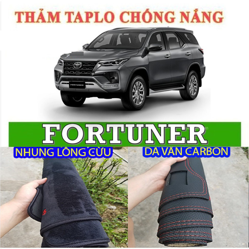 THẢM TAPLO TOYOTA FORTUNER 2021-2020-2019-2008-2016-2017 DA VÂN CARBON-NHUNG LÔNG CỪU