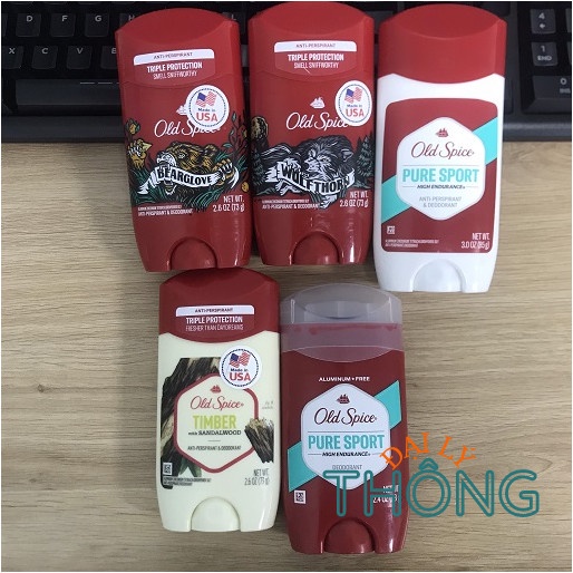 Sáp khử mùi Old Spice Pure Sport 68g/85g - Lăn nách nam Old Spice Fiji/Bearglove/Wolfthorn/Timber 73g