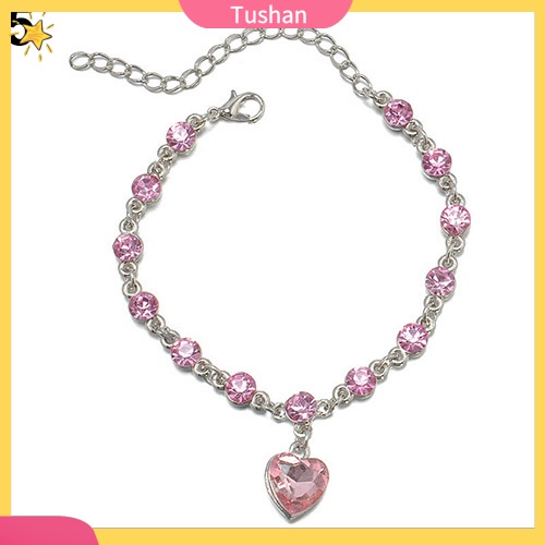 Vòng đeo tay đính đá mặt trái tim màu xanh phong cách thời trang lấp lánh