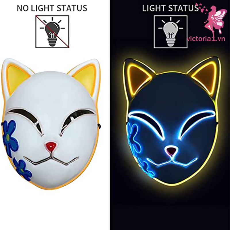 Anime Demon Slayer Special LED Halloween Mask Cosplay LED Light up Face Mask For Halloween Festival Costume Party